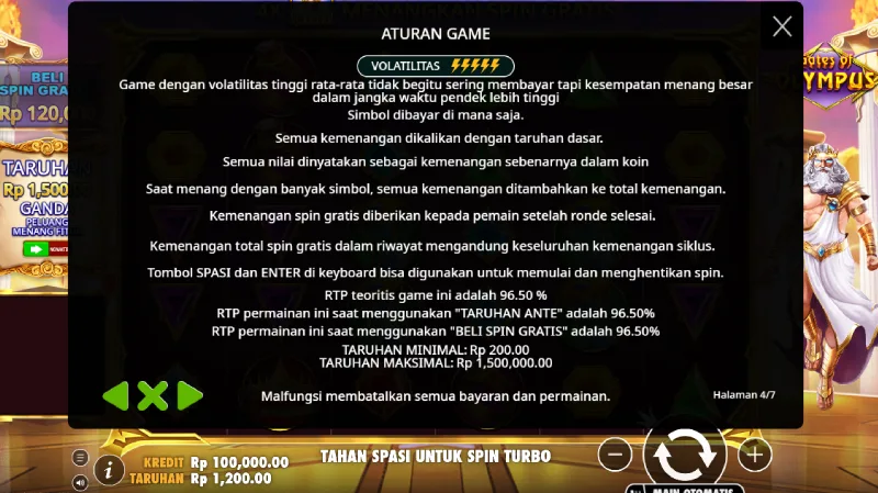RTP dan Volatilitas Kakek Zeus - BC Game